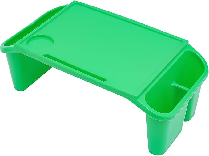 6 Pcs Kids Lap Desk Tray with Storage, 19.69 * 9.84 * 7.1in Desk Bulk Lap Table with Side Pockets and Slot, Portable Plastic Lap Bed Table for Writing Eating Game Classroom (Green)