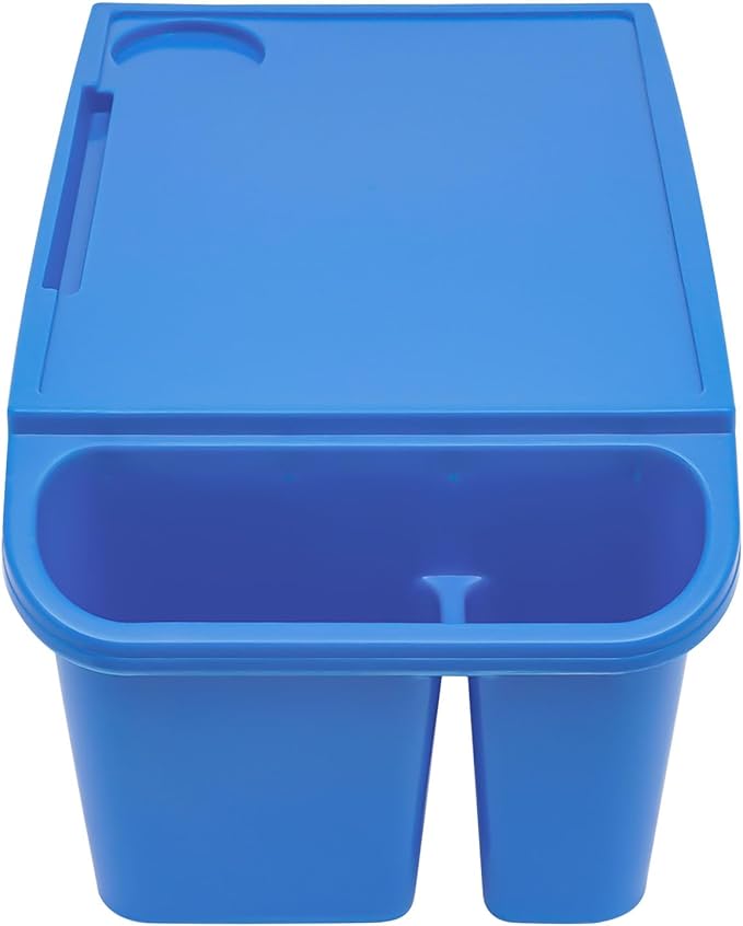 Mind Reader Kids Lap Desk, 6 PCS Kids Lap Desk Bulk Tray Lap, Portable Activity Tray with Side Storage, Stackable Plastic Desk Table for Students Drawing, Snacks, Study (Blue, Small)
