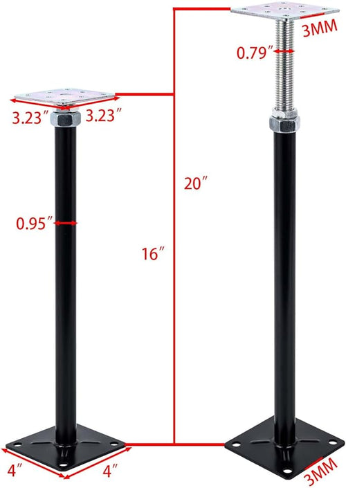 2-Pack Adjustable House Jack for The Floor, Adjustable Supports, Post 16" to 20"