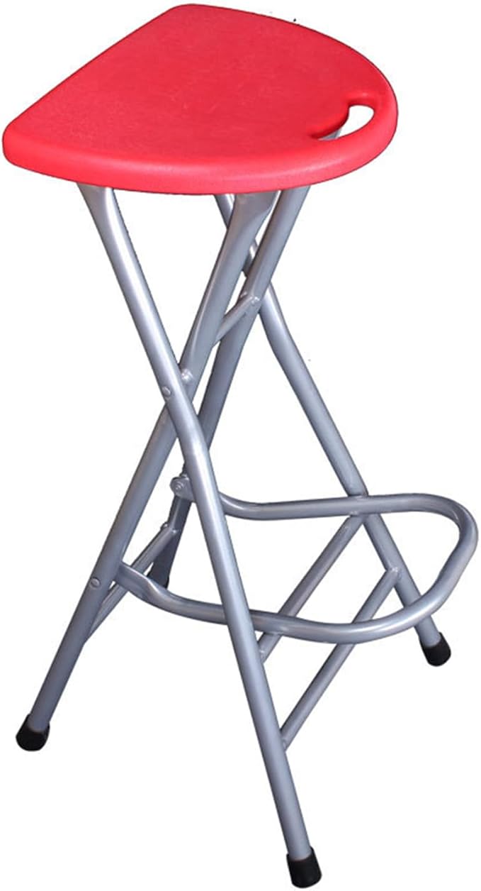 Folding Stool,28in Portable Collapsible Bar Stool with Handle & Steel Frame,200 lbs Sturdy Foldable Lightweight Metal Chair for Outdoor/Indoor Kitchen Home Bar, Assembly Free (Set of 1,)