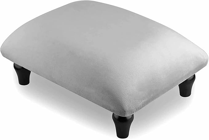 YOYETECO Small Foot Stool Ottoman with Stable Wood Legs Upholstered Footstool Padded Foot Rest Step Stool for High Beds Seat Chair Couch Sofa Patio Bedroom Living Room Office (5.9" H-Gray)