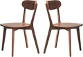 Bamskov Walnut Oak Wood Dining Chair - Set of 2, Mid-Century Modern, Ergonomic, Easy Assembly