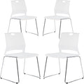 Stackable Chairs Set of 4, Office Waiting Room Chairs with Back, Plastic Stacking Chair for Dining Room, Conference Room, Restaurant and Lobby (White).