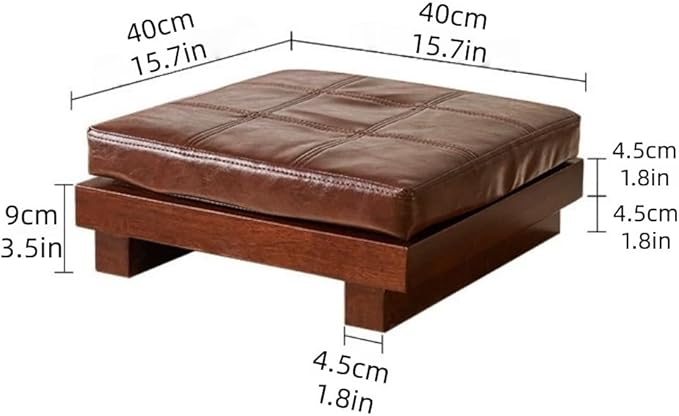 VZMEXOI Wooden Small Seating with Cushion, Low Meditation Seat, Single Sofa Floor Chair, Bay Window Sitting Chair, Floor Cushions for Living Room Relaxation(15.7"*15.7")
