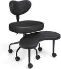 Pipersong Meditation Chair PRO VENTI, Cross Legged Chair with Wheels, ADHD Chair, Criss Cross Desk Chair with Height Adjustable Backrest and Adjustable Stool, Flexible Design for Fidgety Sitters,Black