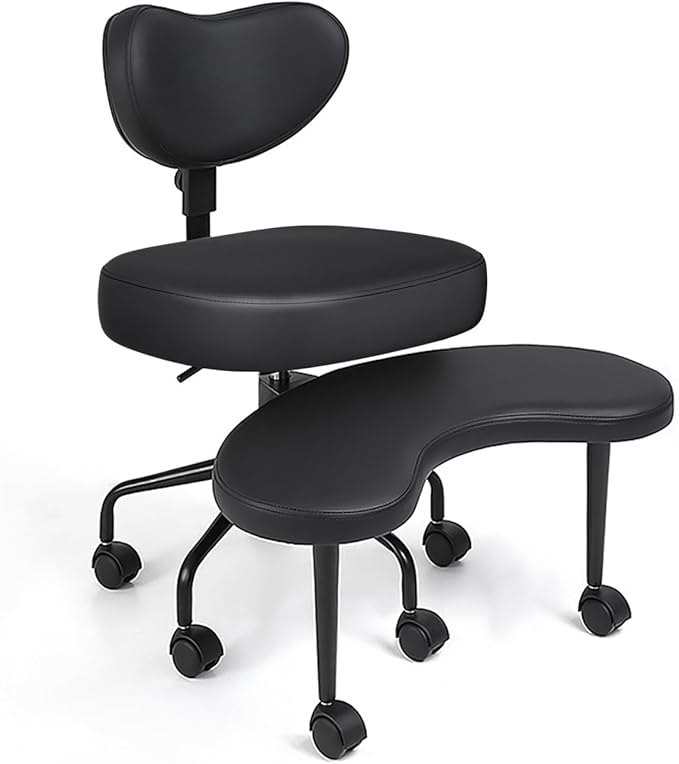 Pipersong Meditation Chair PRO VENTI, Cross Legged Chair with Wheels, ADHD Chair, Criss Cross Desk Chair with Height Adjustable Backrest and Adjustable Stool, Flexible Design for Fidgety Sitters,Black