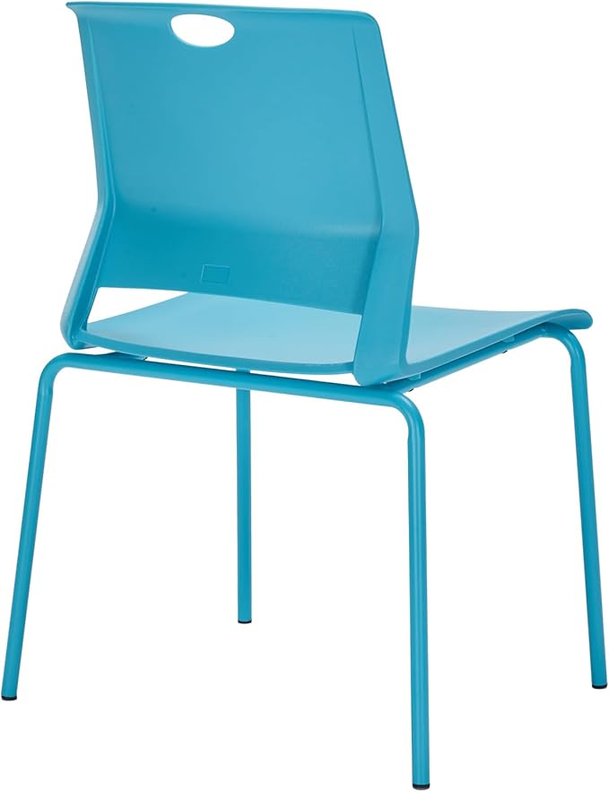 Sidanli Waiting Room Chairs, Stackable Office Chairs with Comfortable Streamline Seat, Blue Stacking Chairs No Wheels for Meeting Room, Set of 4.