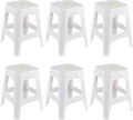 Farmoon 18.7-Inch High Plastic Stools with Footrest, White Backless Sitting Stools, 6 Pack