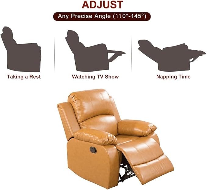 AYCP Bonded Leather Living Room Furniture Set Reclining Sofa Set Loveseat Furniture Sets in Living Room Sofa Recliners (Chair, Ginger)