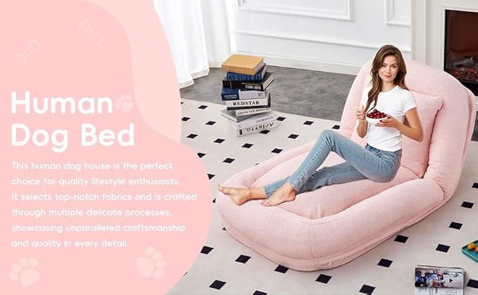 Comfortable Pink Folding Sofa Chair - Features 5 Adjustable Positions for Relaxation, Gaming, and Meditation Bliss!