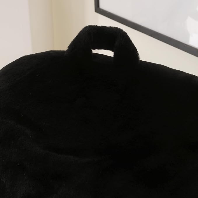PAJEO Reading Pillow for Sitting in Bed, Large Backrest Reading Pillow with Arm Rest,Back-Rest Support Cushion for Sit Up on Couch, Sofa, and Floor, Dorm Essentials (Black Faux Fur, Standard(17"))