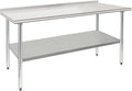 HARDURA Stainless Steel Prep & Work Table 30 x 72 Inches NSF Heavy Duty Commercial with Undershelf and Backsplash, Galvanized Legs for Commercial Food Prep