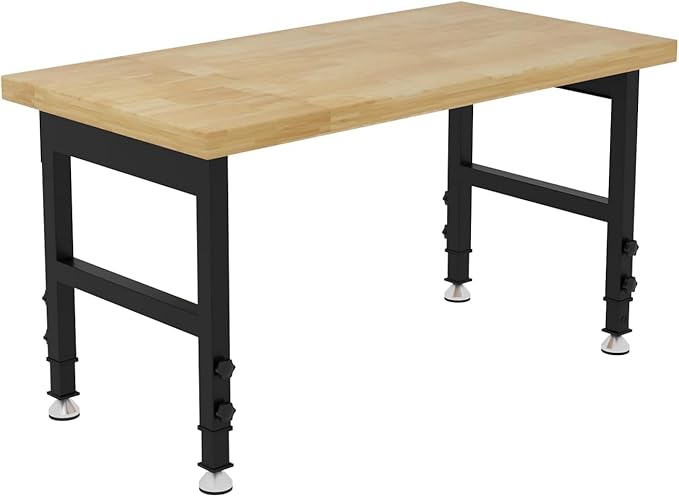 48" Heavy Duty Work Bench, Adjustable Height Workbench, 2000 LBS Load Capacity Work Table for Garage, Workshop, Office, Home