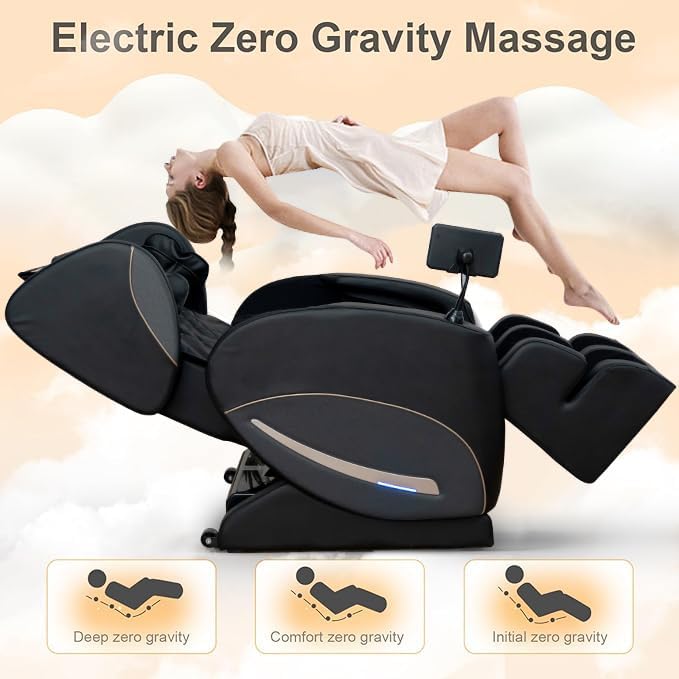 2026 Massage Chair for Full Body 4D Zero Gravity, with Heat Therapy, SL-Track Shiatsu Foot Rollers, Yoga Stretch, Heating Function, for Home Office Use,Black (Model 1)