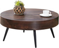 LKTART Coffee Table for Living Room, Round Wood Coffee Tables with Storage, Modern Metal Accent Center Tea Table for Apartment Small Space (31Inch-Walnut)