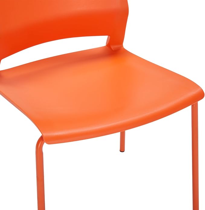 Sidanli Stackable Office Chairs, Orange Guest Chairs with Comfortable Streamline Seat, Stacking Chairs No Wheels for Conference Room, Set of 4.