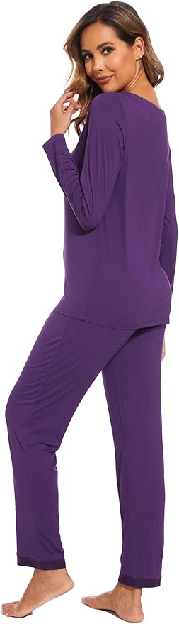 GYS Viscose from Bamboo Women's Pajama Sets Super Soft Long Sleeve Sleepwear Comfy Winter Pjs Sets S-4X