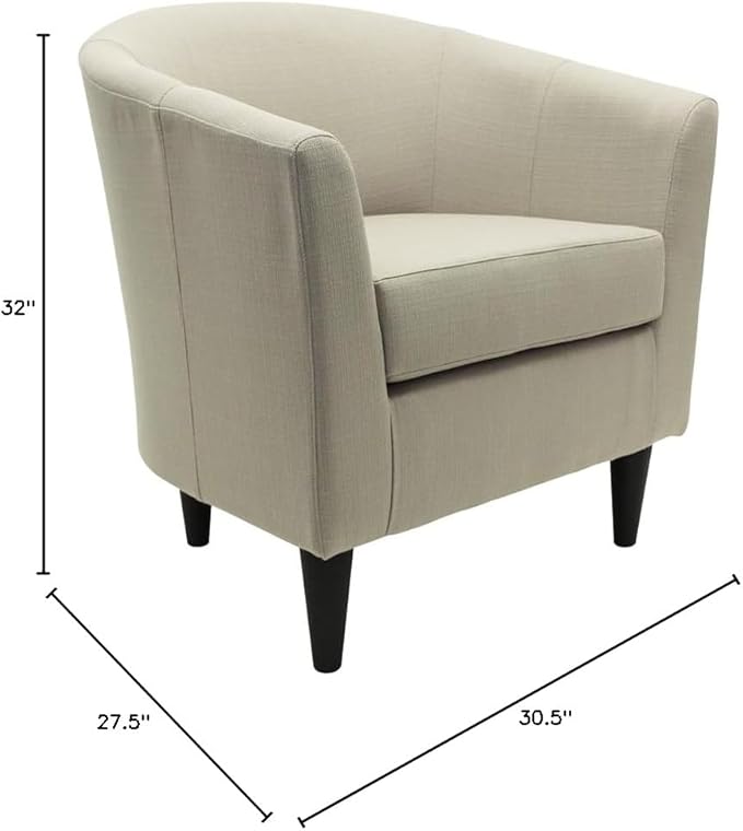 Pemberly Row 17.5" Traditional Fabric Club Chair in Beige Finish