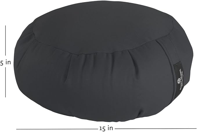 Hugger Mugger Zafu Meditation Cushion - Support in Cross-Legged Sitting, Buckwheat Filled, Durable Fabric, Convenient Handle, Handmade in USA