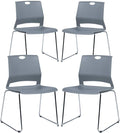 4 Pack Stack Chairs, Lightweight Premium Plastic Chairs, Sled Base Stacking Chair for Office, Home, Library, Business Centers.…