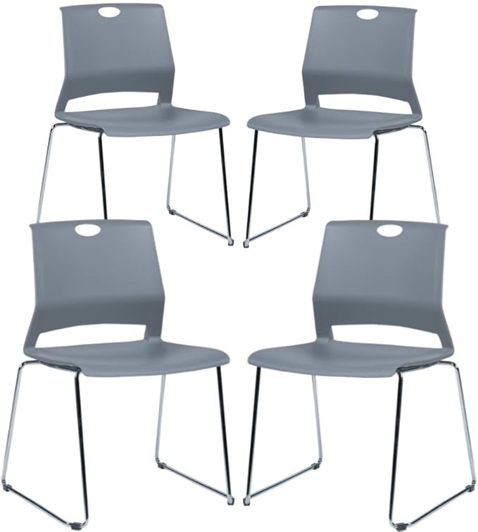4 Pack Stack Chairs, Lightweight Premium Plastic Chairs, Sled Base Stacking Chair for Office, Home, Library, Business Centers.…