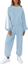 Viottiset Women's 2 Piece Outfits Sweatsuit Casual Knit Pullover Sweater Pajamas Lounge Set