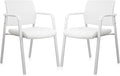 CLATINA Mesh Back Stacking Arm Chairs, Office Reception Guest Chair, Desk Chair No Wheels Ergonomic Lumbar Support and Thickened Seat Cushion for Waiting Conference Room White(2 Pack)