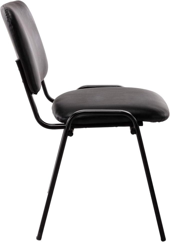 Conference Room Waiting Chairs 5 Pack Black Office Chairs No Wheels PU Leather Lobby Chairs Armless Desk Chair for Meeting/Guest Room/Events