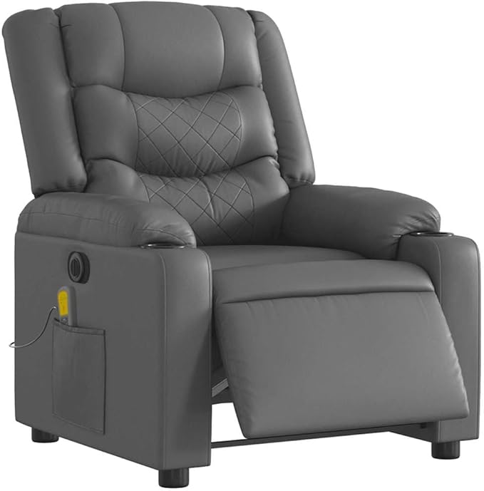 Electric Massage Recliner Chair with 6-Point Vibration Massage, Faux Leather, Adjustable Footrest and Backrest, Comfortable and Durable Seating for Living Room Relaxation, Supports up to 242.5 lbs