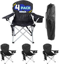 EZONE 4-Pack Camping Chairs with Built-in Ice Cooler, Portable Chair, Storage Pocket, Cup Holder, and Carry Bag Perfect for Camping, Tailgating, Fishing, Beach, and Lawn (4, Black)