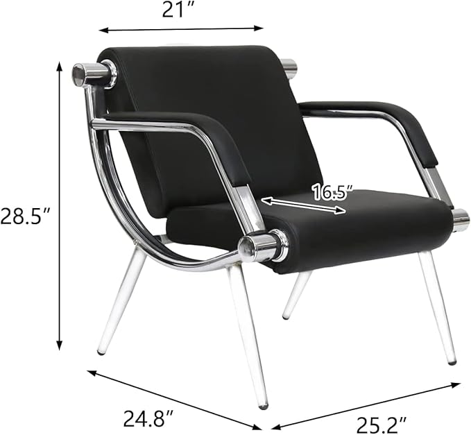Kinfant Waiting Room Chair- Office Reception Furniture with Armrest and PU Leather Cushion, Office Guest Chair for Waiting Room Airport Hospital Bank Lobby, Black (8 Seat)