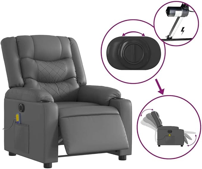 Electric Massage Recliner Chair with 6-Point Vibration Massage, Faux Leather, Adjustable Footrest and Backrest, Comfortable and Durable Seating for Living Room Relaxation, Supports up to 242.5 lbs