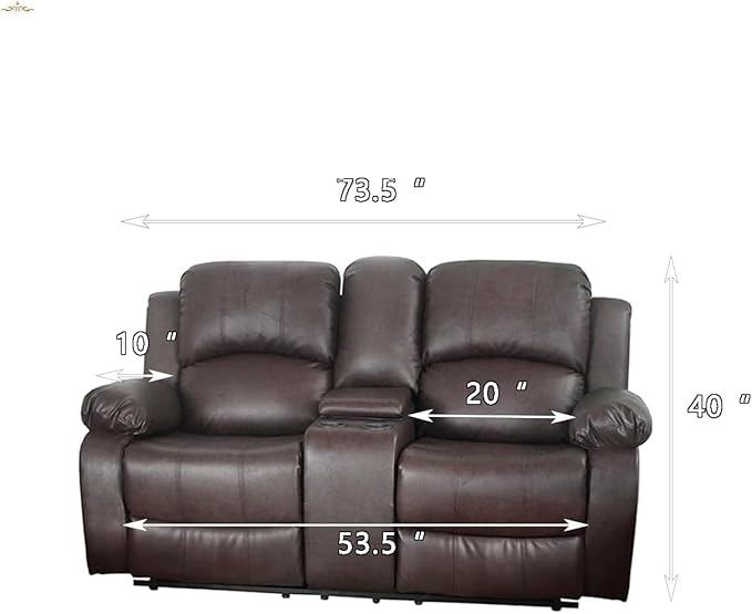AYCP Bonded Leather Living Room Furniture Set Reclining Sofa Set Loveseat Furniture Sets in Living Room Sofa Recliners (Loveseat, Brown)
