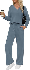 VUTRU Womens 2 Piece Lounge Sets Casual Fall Travel Vacation Outfits Tracksuit Wide Leg Loungewear 2025