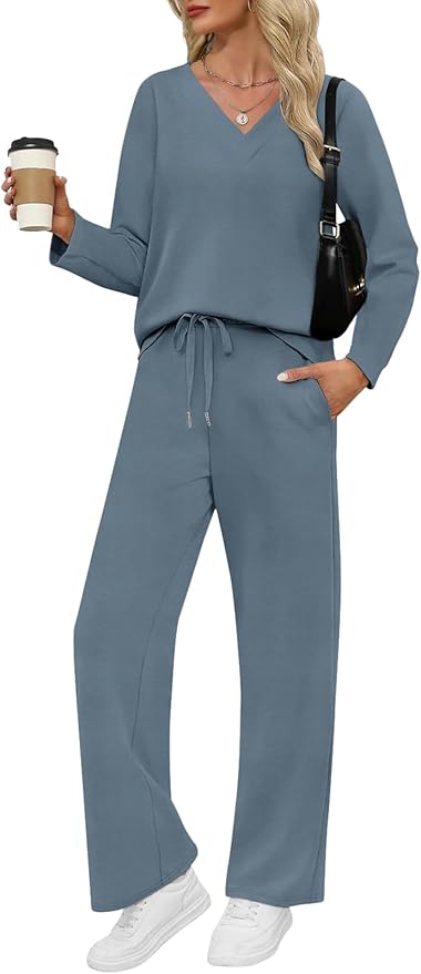 VUTRU Womens 2 Piece Lounge Sets Casual Fall Travel Vacation Outfits Tracksuit Wide Leg Loungewear 2025