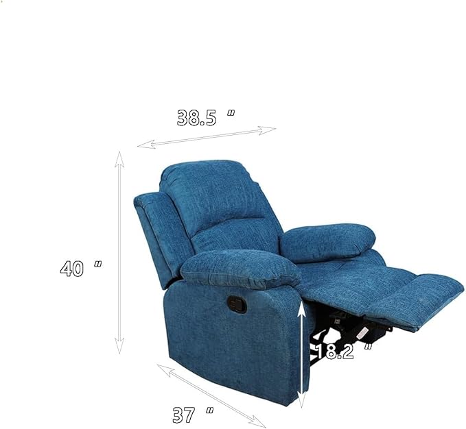 AYCP Microfiber Living Room Furniture Set Reclining Sofa Set Loveseat Furniture Sets in Living Room Sofa Recliners (Chair, Blue Microfiber)