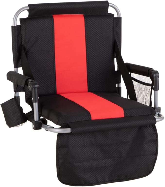 HIGH POINT SPORTS Foldable Stadium Seat Portable Folding Stadium Chairs Padded Bleacher Seat Cushion Bleacher Chair with Armrest and Cup Holder