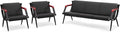 wonline Office Waiting Room Chair Bench Set, Black Office Reception Guest Chair with Arms Matching Lobby Bench for Clinic, Hospital, Airport, Salon, Bank, Barber Waiting Furniture