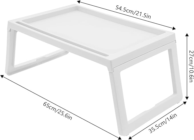 6PC Bed Tray Table with Folding Legs, Plastic Small Breakfast in Bed Tray Laptop Table Foldable Lap Desks for Eating on Sofa Laptops Sleepover Slumber Party Kids Adult (White)