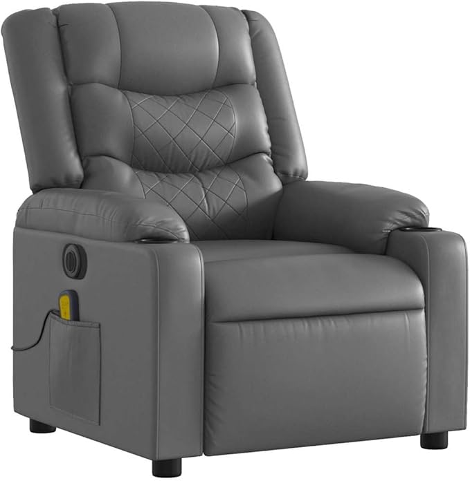 Electric Massage Recliner Chair with 6-Point Vibration Massage, Faux Leather, Adjustable Footrest and Backrest, Comfortable and Durable Seating for Living Room Relaxation, Supports up to 242.5 lbs