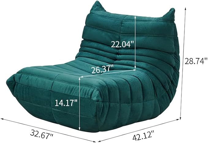 Fireside Chair, Lazy Floor Sofa Couch, Corner Bean Bag Chair, Corner Chair Sofa,Bean Bag Chair for Living Room Bedroom Salon Office Apartment or Gaming Venue (Green)