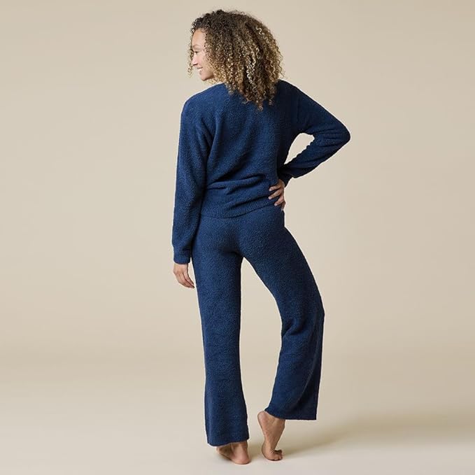 Softies Marshmallow V Neck Lounge Set for Women Ultra Soft 2 Piece Loungewear with Relaxed Top and Straight Leg Pants