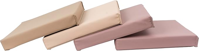 FDP SoftScape 12 inch Square Toddler Floor Cushions with Handles; Flexible Seating for Daycare, Preschool, Playroom; 1.5 inch Deluxe Foam (4-Piece) - Teddy