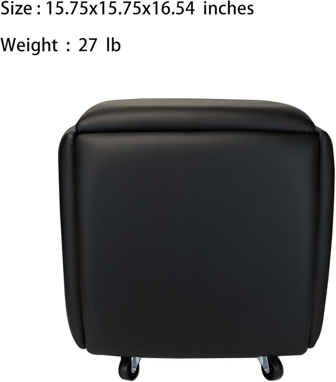 5 in 1 Nesting Ottoman Cube Chair, Stackable Stools, Leather Square Ottoman Bench, Foot Stool with Wheels for Living Room,Dining Room 15.75x15.75x16.54 inches