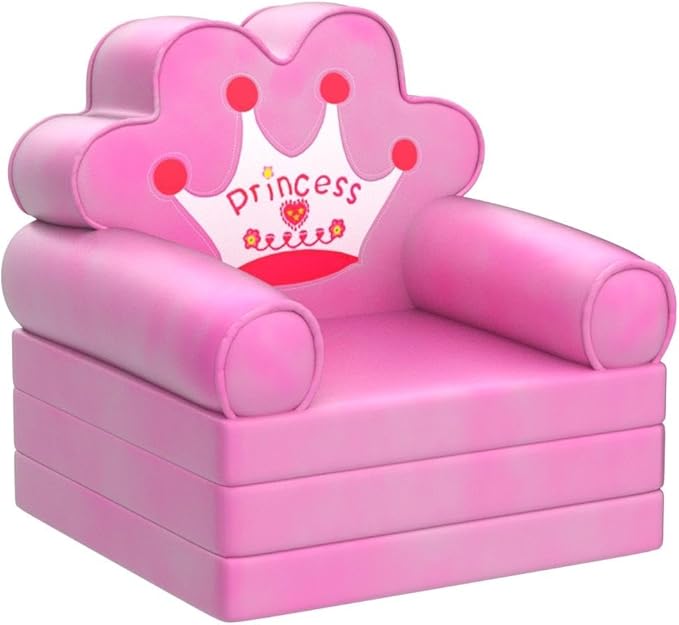 MOONBEEKI Kids Couch Fold Out, Foldable Princess Chair for Toddlers 1-3, Kids Furniture for Playroom, Gift for Birthday Christmas and Halloween, Purple