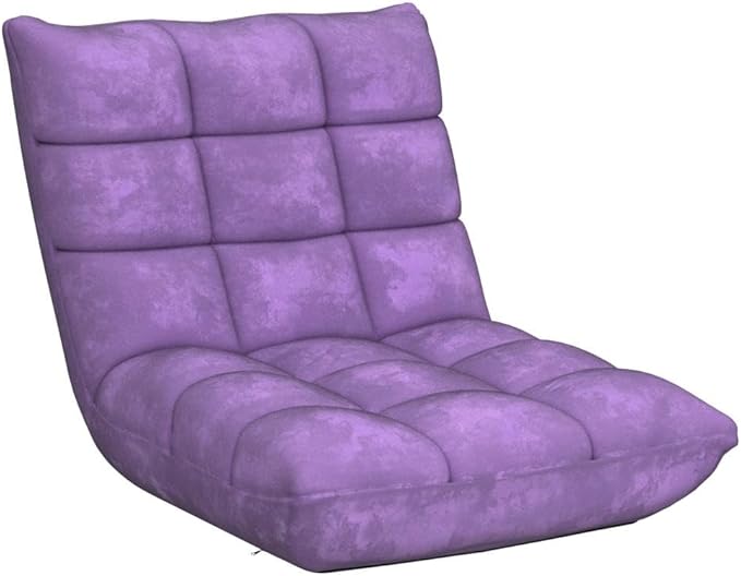 COSTWAY Adjustable Gaming Chair, Purple, 14-Position Back Support, Soft Coral Fleece, Portable, Lightweight, 22" x 24" x 22"