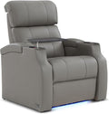 Weilianda Home Theater Seating, Top Grain Leather Sectional Seats Recliner Chair, Zero Gravity Reclining Sofa with Power Headrest 7 Colors Ambient Lighting USB C Charge Row of 1 Grey