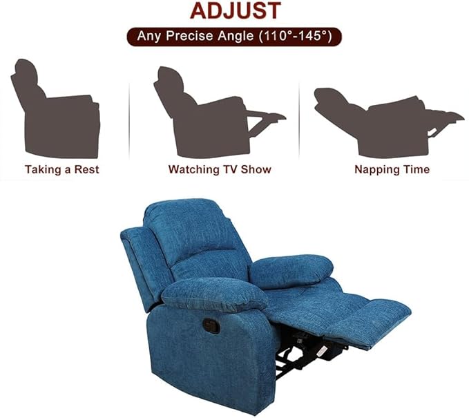 AYCP Bonded Leather Living Room Furniture Set Reclining Sofa Set Loveseat Furniture Sets in Living Room Sofa Recliners (3 Pieces, Blue Microfiber)