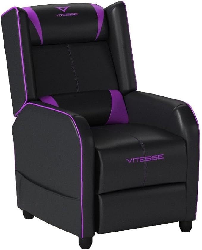 VITESSE Gaming Recliner Chair Racing Style Single PU Leather Sofa Modern Living Room Recliners Ergonomic Comfortable Home Theater Seating, Purple