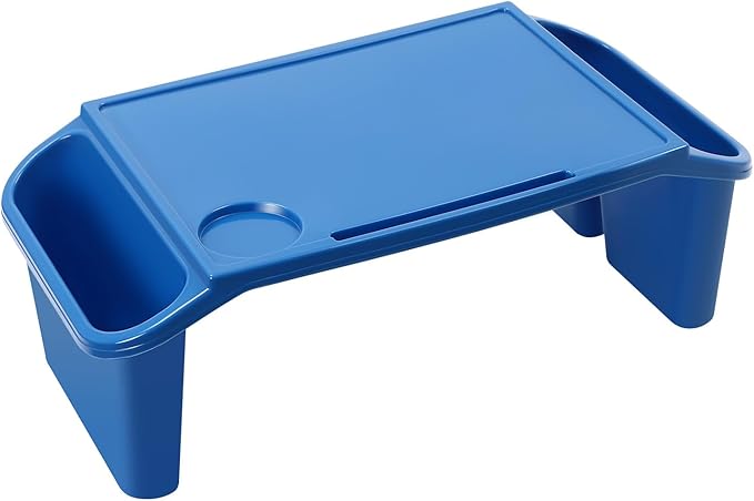 Mind Reader Kids Lap Desk, 12 PCS Kids Lap Desk Bulk Tray Lap, Portable Activity Tray with Side Storage, Stackable Plastic Desk Table for Students Drawing, Snacks, Study (Colorful, Small)